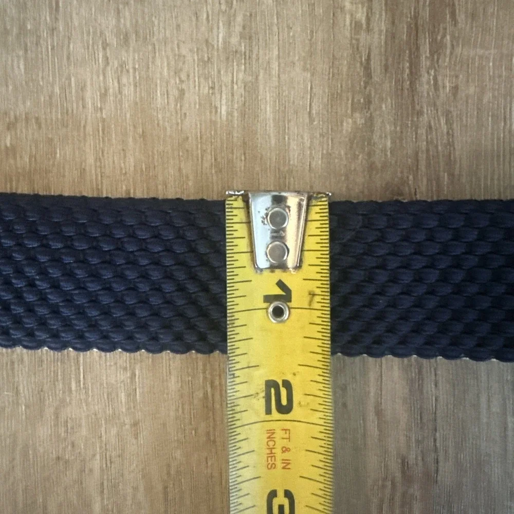 Tommy Bahama Leather and Fabric Stretch Belt Navy Khaki‎ Men's Size 30-32